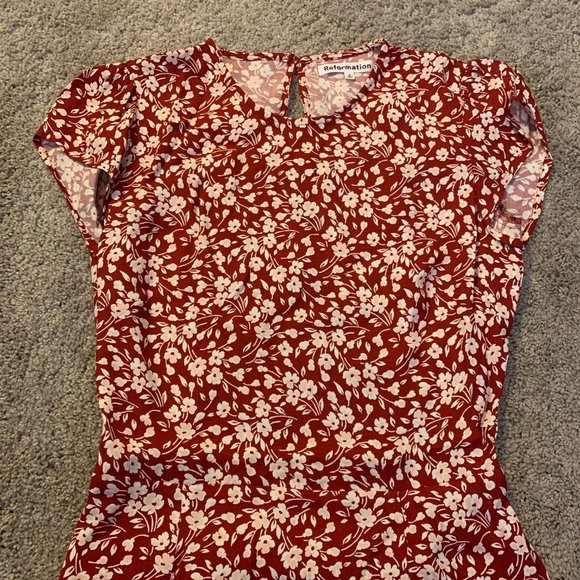 Reformation Red Floral Midi Dress - Picture 8 of 12